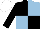 Black and Light Blue (quartered), Black sleeves, White cap