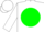 White, white 'twp' on green ball, white cap