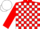 Red & white check, red sleeves, white cap