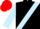 Black, light blue sash, light blue sleeves, red cap