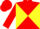 Red and yellow diagonal quarters, red cap