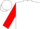 White, red 'j' in red framed heart, red hoops on sleeves