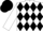White, black diamonds, black diamond band on sleeves, black cap