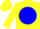 Yellow, yellow l on blue ball, yellow cap