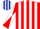 Red and white stripes, diabolo on sleeves, dark blue and white striped cap
