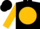 Black, Gold Ball, Black Bars On Gold Sleeves, Black Cap