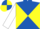 ROYAL BLUE & YELLOW DIABOLO, white sleeves, royal blue & yellow quartered cap