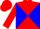 Red, white and blue diagonal quarters, blue 's', red sleeves, red cap