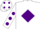 WHITE, purple diamond, purple spots on sleeves & cap