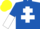 Royal blue, white cross of lorraine, halved sleeves, yellow cap