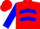 Red, red 'z' on blue ball, red chevrons on blue sleeves, red cap
