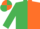 Emerald green and orange (halved), quartered cap