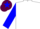 White, maroon and blue 'hb', blue sleeves, two maroon hoops, maroon cap, blue star