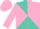 Turquoise and pink diagonal quarters, white 'js', turquoise and pink quartered sleeves, pink cap