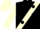 Black, black polka dots on cream sash, cream sleeves, black and cream cap
