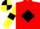 Red, black diamond, yellow sleeves, black armlets, black and yellow quartered cap