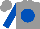 Grey, royal blue ball, royal blue sleeves, grey cap
