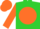 Lime green, orange ball, orange sleeves, orange cap