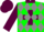 Hunter green, maroon collar, grey trimmed maroon maltese cross, grey diamonds on maroon sleeves, hunter green and maroon cap