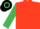 Scarlet, Emerald Green sleeves, Black and Emerald Green hooped cap