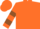Orange, brown 'j', brown bars on sleeves, orange cap