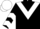 Black, white triangular panel, white chevrons on sleeves, white cap