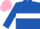 Royal blue, white hoop, pink cap