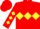 Red, yellow triple diamond , yellow diamonds on sleeves, red cap
