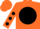 orange, black ball, black spots on sleeves, orange cap