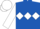Royal blue, white diamond hoop, white sleeves, two blue hoops, white cap