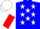 Blue, white stars, white and red vertical halved sleeves, white cap