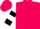 Hot pink, white dove emblem, black hoops on sleeves