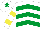 White & emGreen chevrons, white & yellow hooped slvs, white cap, emGreen star
