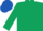 dark green, royal blue cap