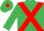 Emerald green, red cross sashes, red diamond on cap