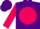 Purple, musical notes on fuchsia ball, fuchsia sleeves, purple cap
