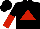 Black, red triangle, red halved sleeves