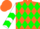 Orange and kelly green diamonds, white sleeves, green chevrons