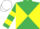 Emerald green and yellow diabolo, hooped sleeves, white cap