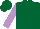 Dark green, mauve sleeves