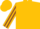 Gold, brown crossed sashes, brown stripe on slvs