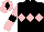 Black, pink triple diamond, pink sleeves, black armlets and diamond on pink cap