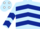 Light blue, dark blue chevrons, chevrons on sleeves, light blue cap, white spots