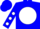 Blue, blue 'hs' on white ball, white dots on sleeves, blue cap