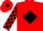 Red, black diamond, checked sleeves, red cap, black diamond