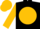 Black, black 'c' on gold ball, gold sleeves, gold cap
