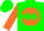 Green, green 'd' on orange ball, green diamonds on orange sleeves, green cap