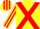 Yellow, red cross sashes, striped sleeves & cap