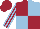 Maroon and light blue (quartered), striped sleeves