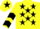 YELLOW, BLACK stars, chevrons on sleeves, YELLOW cap, BLACK star